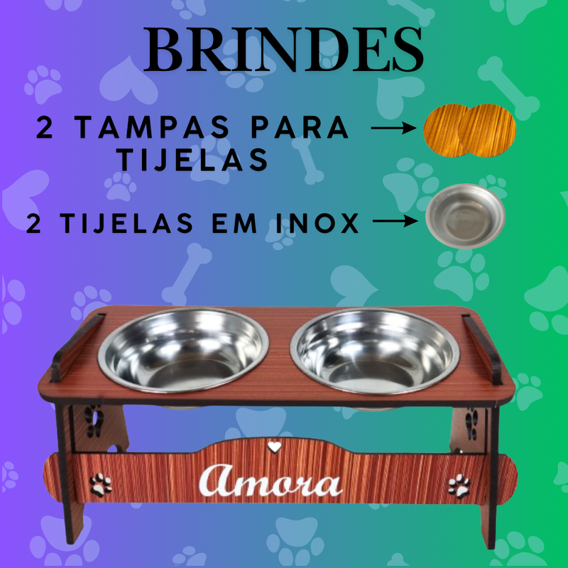 Comedouro Inteligente para Pets – Personalizável, Inclinável e com Tampas + BRINDES